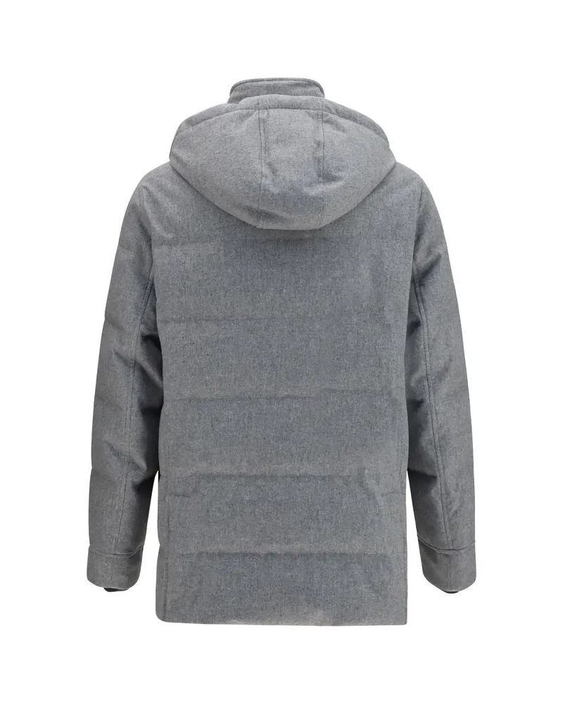 Brunello Cucinelli Cashmere Down Jacket — Gray Gray