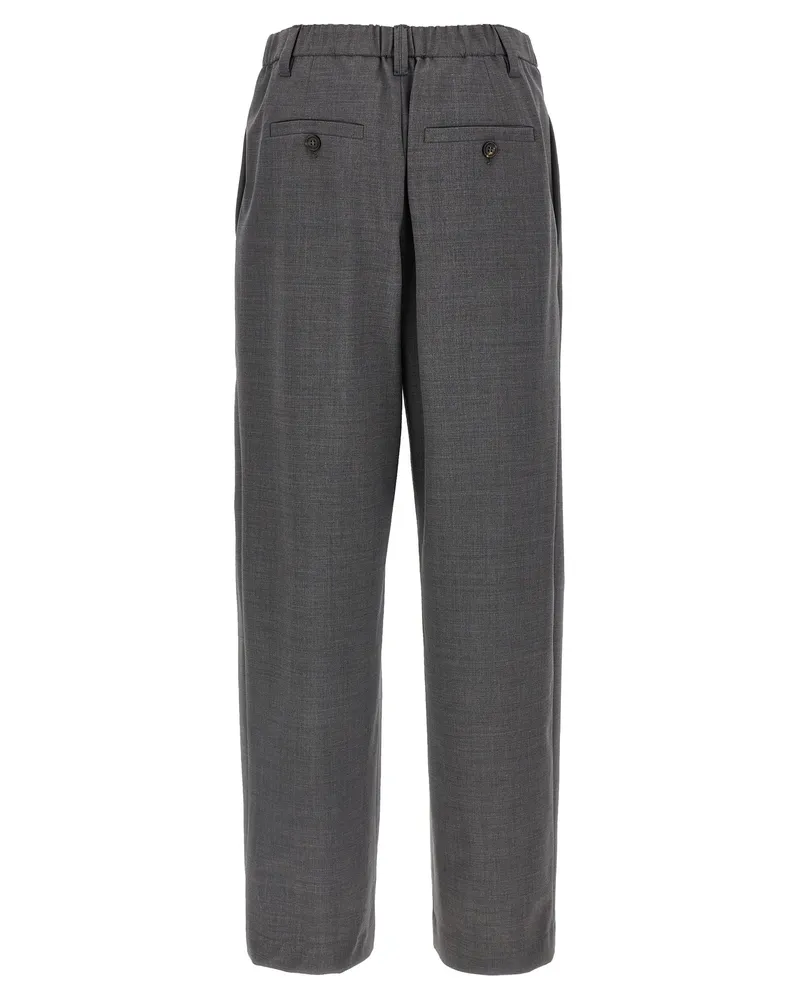 Brunello Cucinelli Women's Gray Virgin Wool Casual Pants Gray