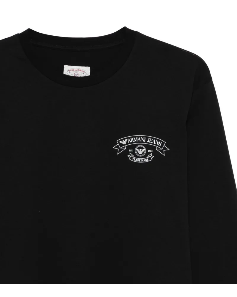 Emporio Armani Logo-Embroidered Cotton T-shirt — Black Black