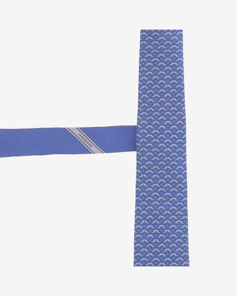 Ferragamo Men's Silk Tie Light Blue Ties & Bow Blue