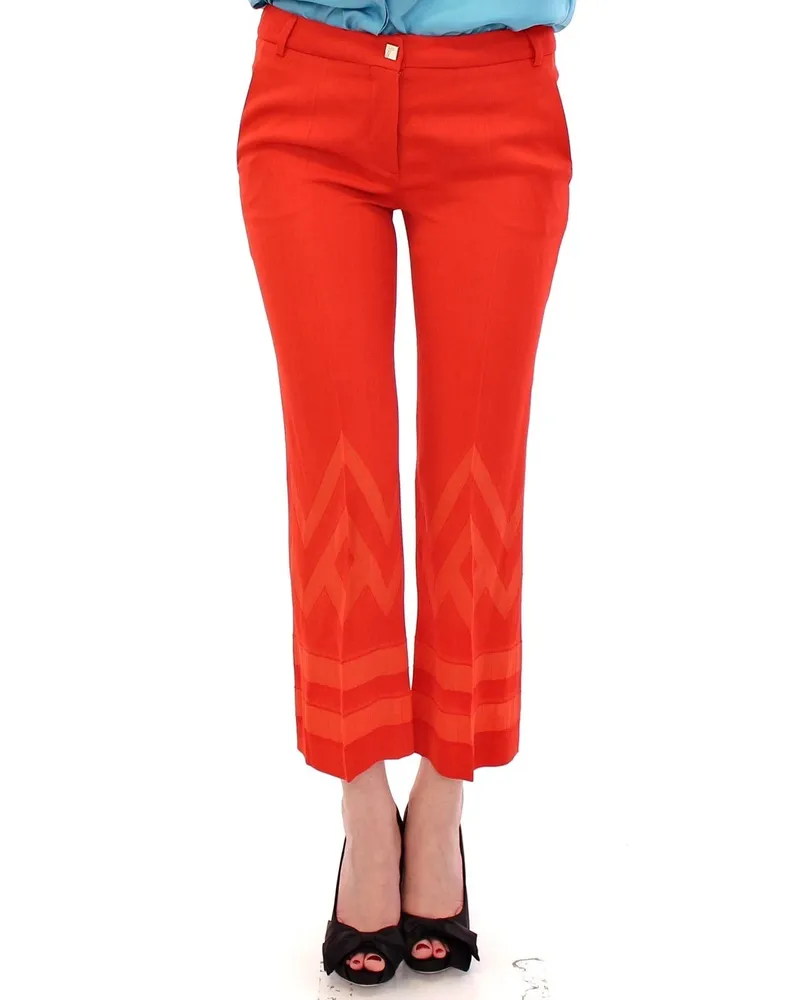 Versace Women Red Pants Cropped 3-4 Short Nude Capri Red