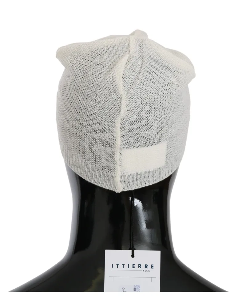 CoSTUME NATIONAL Men's Beanie White Wool Blend Branded Hat White