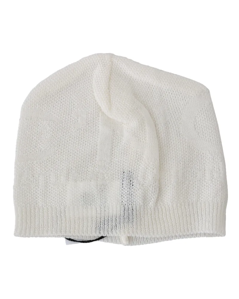 CoSTUME NATIONAL Men's Beanie White Wool Blend Branded Hat White