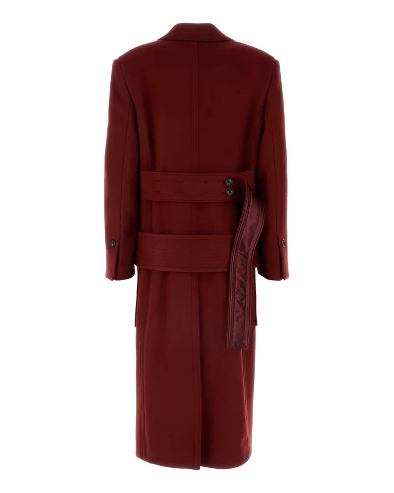 Ferragamo Women's Tiziano Red Wool Blend Coat Bordeaux Wv-Ws Rayon Lining . Cappotti Red
