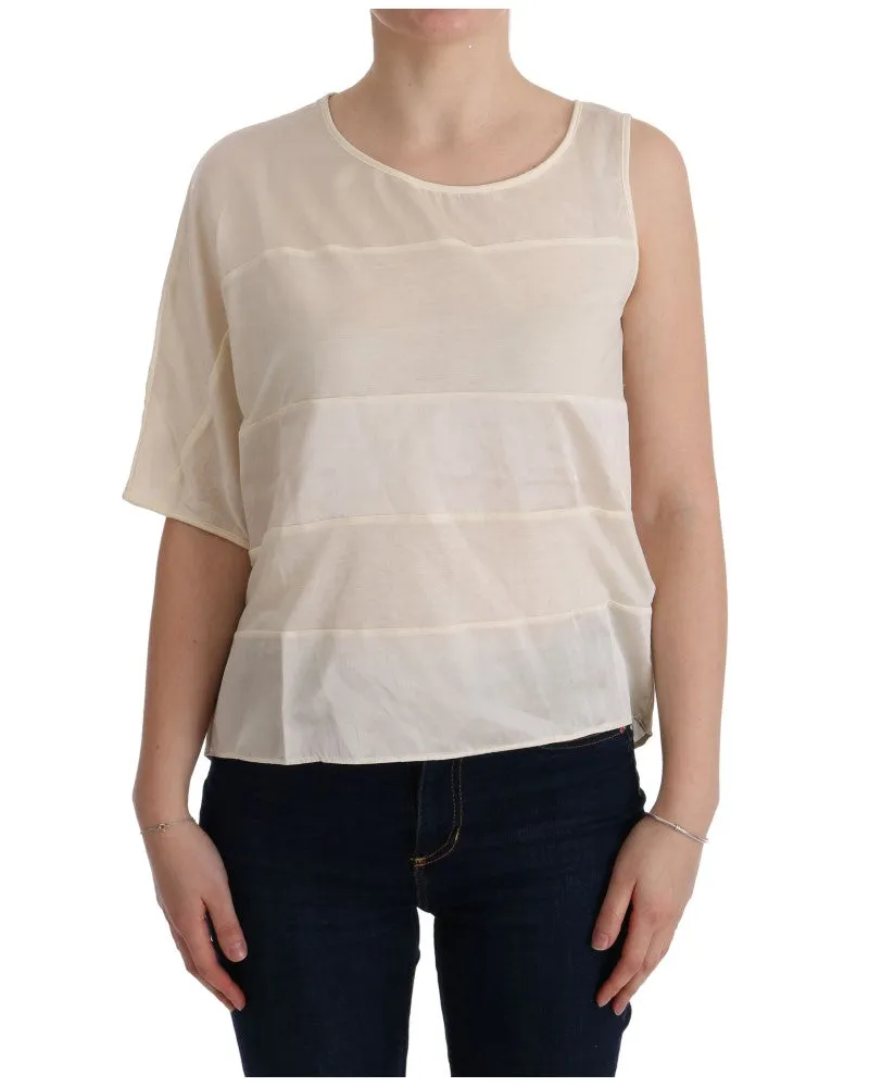 CoSTUME NATIONAL Striped Modal Blouse — Beige Beige