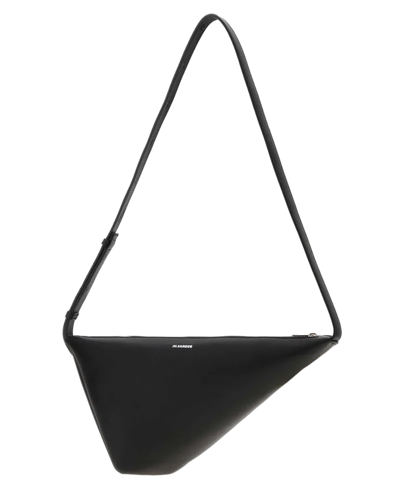 Jil Sander Men's Black Leather Triangle Crossbody Bag 001 Borse A Mano Black