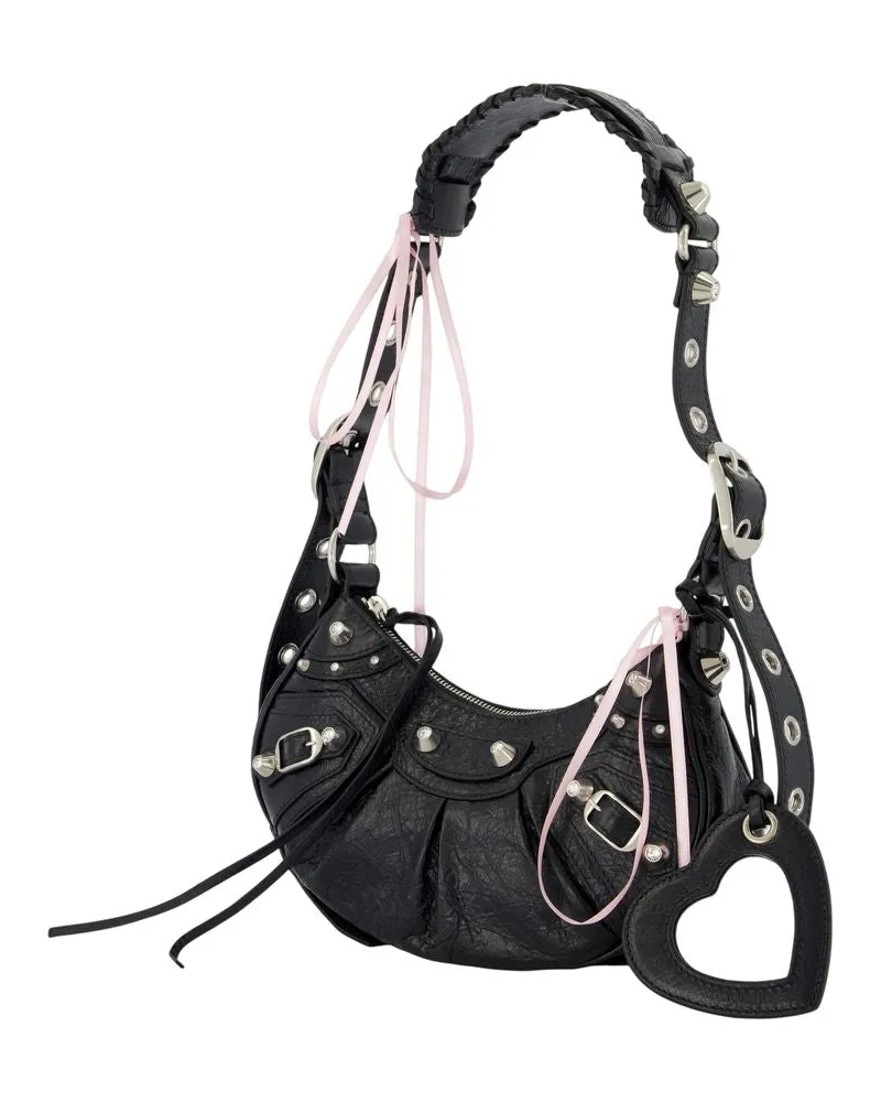 Balenciaga Women's Le Cagole Xs Shoulder Bag -  Leather Multicolor Lambskin Shoulder-Hobo-Bags Black