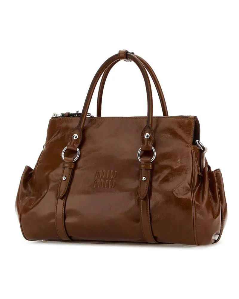 Miu Miu Women's Brown Leather Handbag Palissandro Borse A Mano Bag Brown