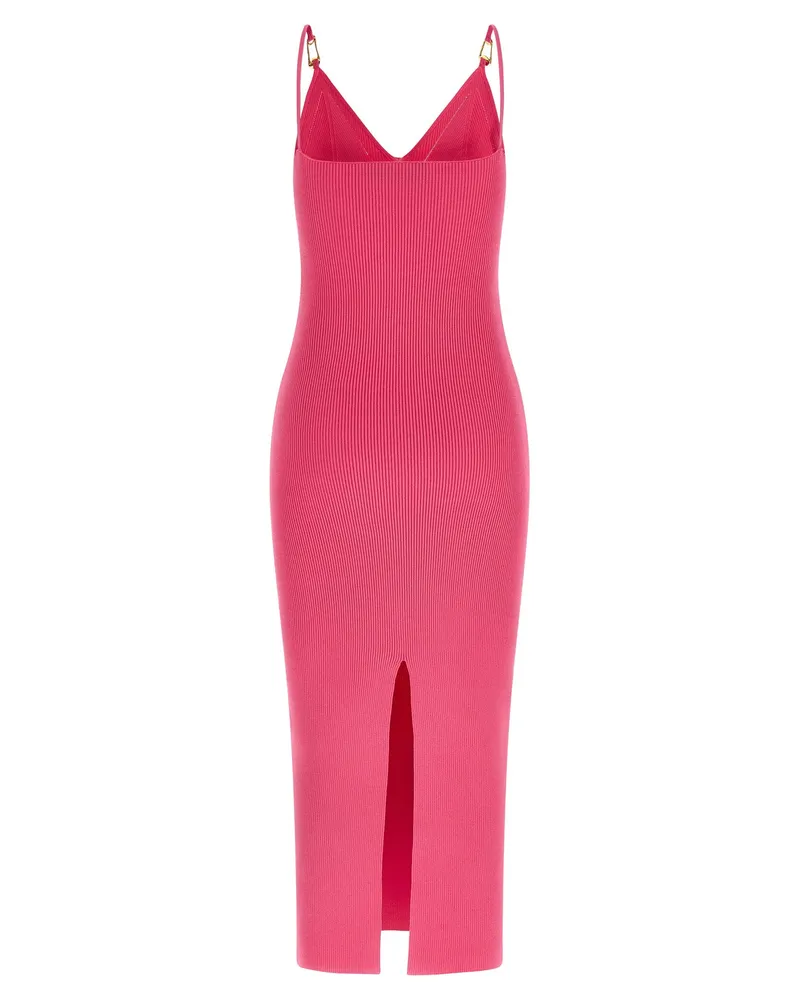 Versace Stretch Ribbed Knit Dress — Pink Pink