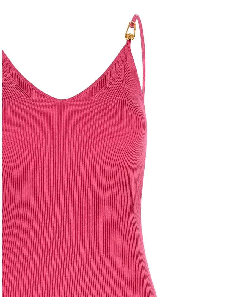 Versace Stretch Ribbed Knit Dress — Pink Pink