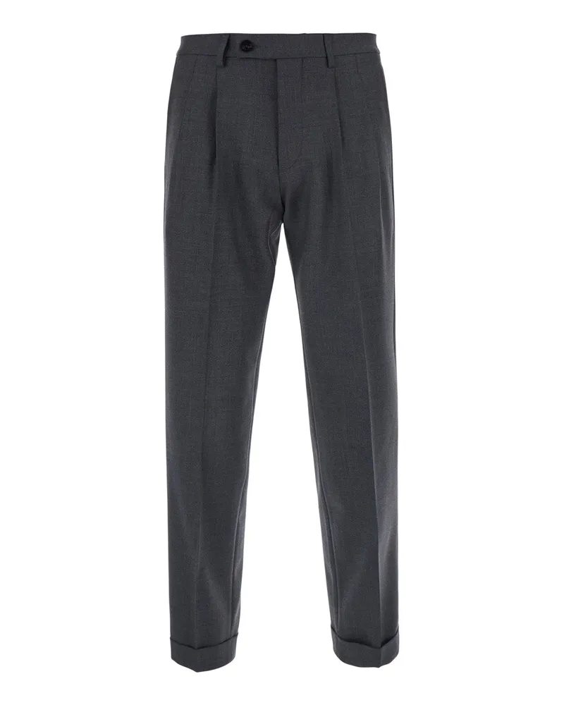MICHAEL COAL Double Pleated Tech Fabric Trousers — Gray Gray