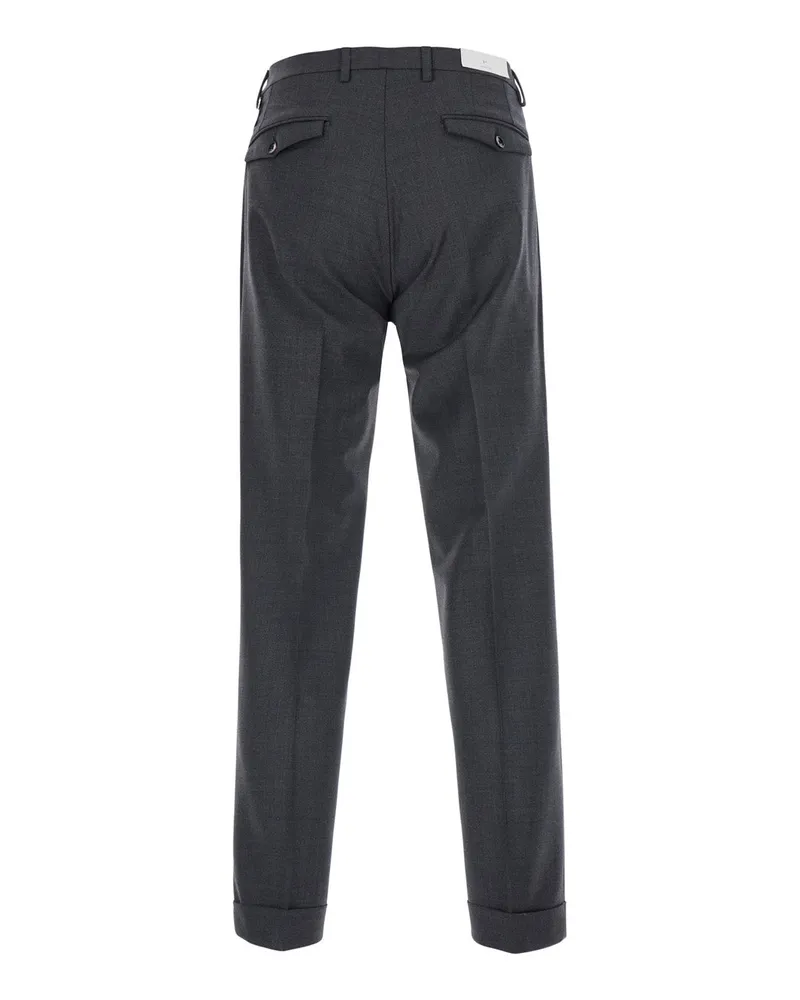 MICHAEL COAL Men's Double Pleated Tech Fabric Trousers Grey Wool Gray