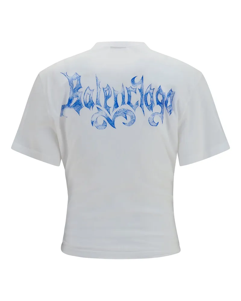 Balenciaga Women Sketchy T-Shirt Full White Cotton T-Shirts And Polos White