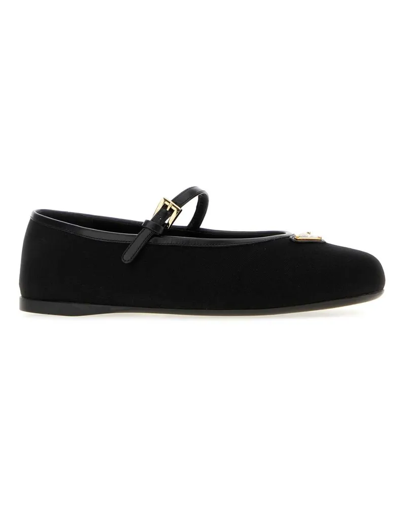 Prada Women's Black Canvas Ballerinas Nero Ballerine Flat Shoes Black