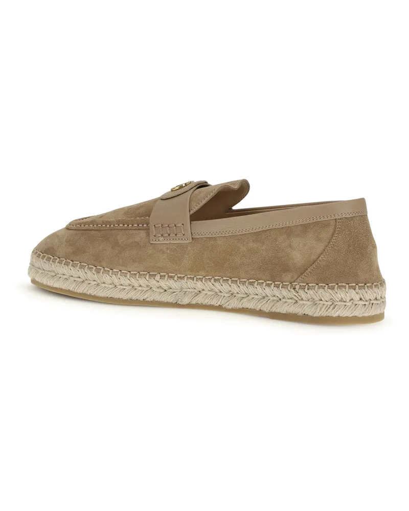 Valentino Garavani Men's Suede Espadrilles Cammello Flat Shoes Beige