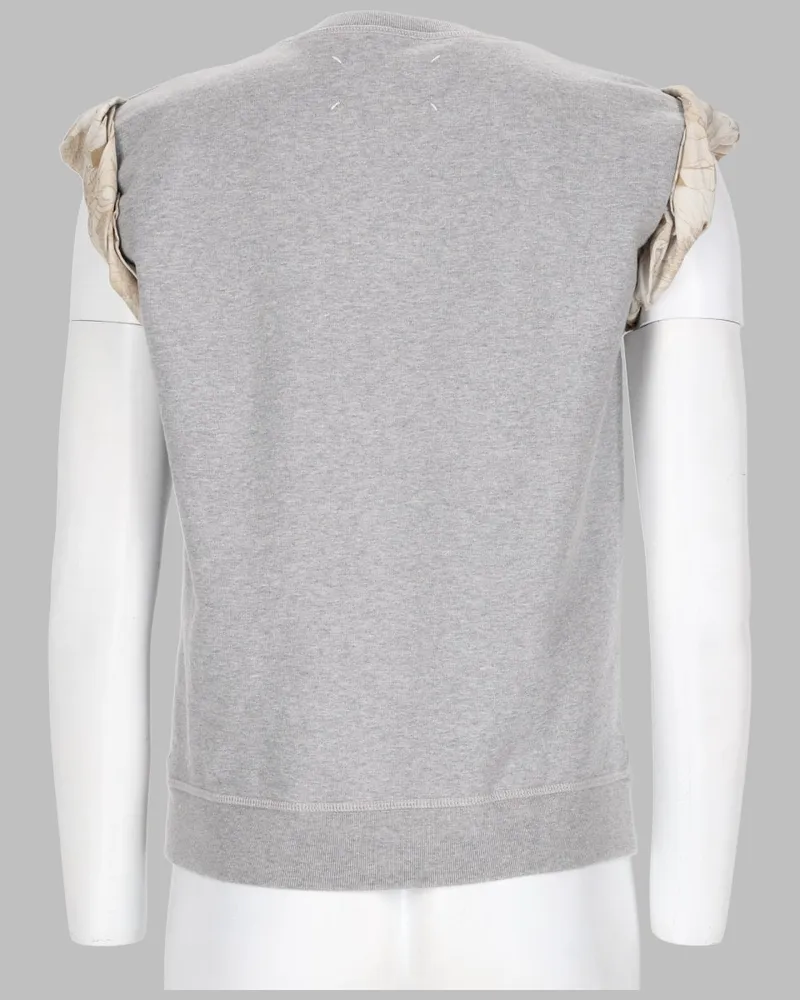 Maison Margiela Short-Sleeve Cotton Sweatshirt — Gray Gray