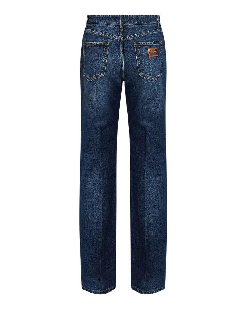 Dolce & Gabbana Straight-Leg Cotton Denim Jeans — Blue Blue