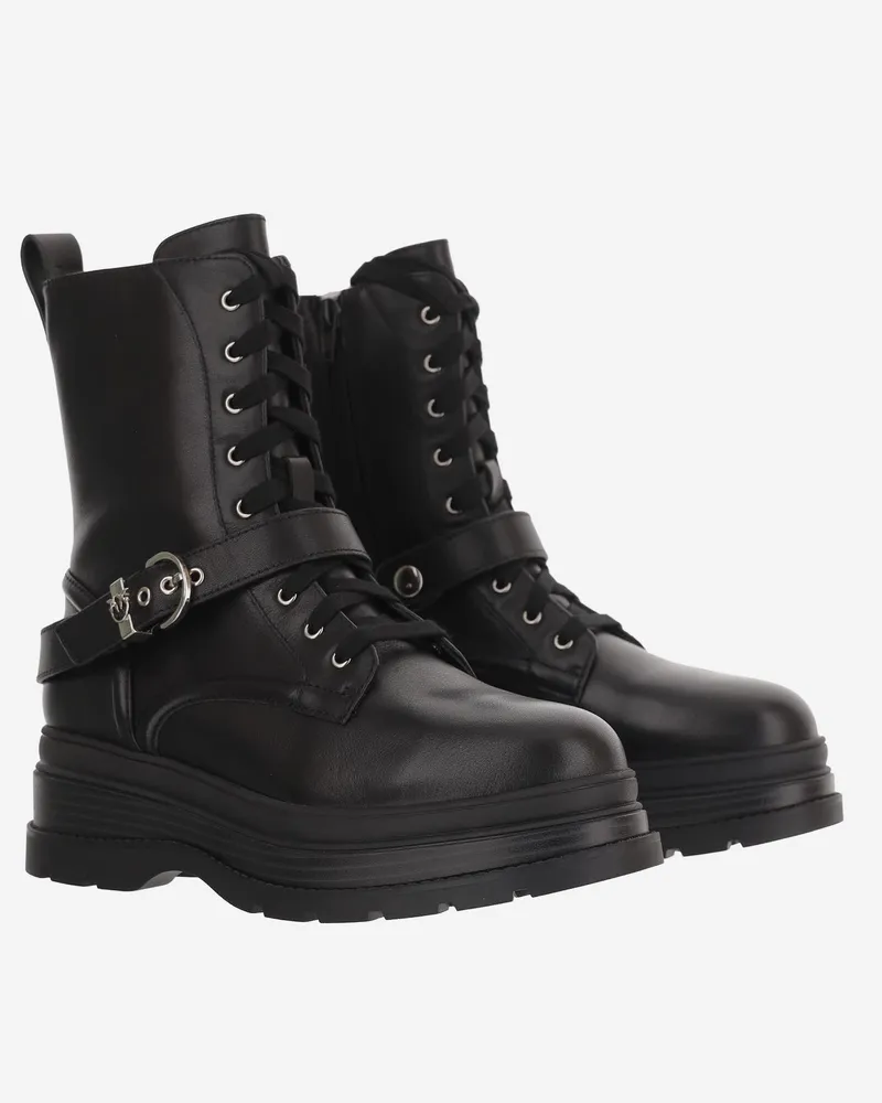 Pinko Women's Leather Ankle Boots Eva Black Upper: Cow Black