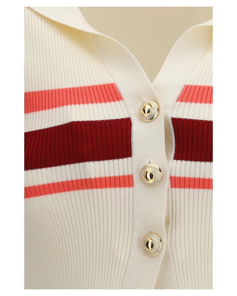 Self-Portrait Women's Top Striped Viscose Cream Knitwear Sweater Cream