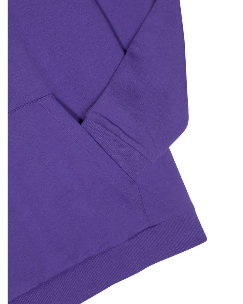 Versace Logo-Embroidered Cotton Hoodie — Purple Purple