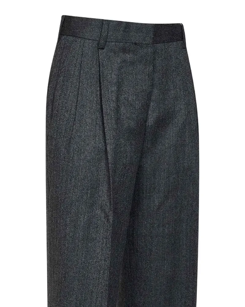 Totême Wool Double Pleat Trousers — Gray Gray