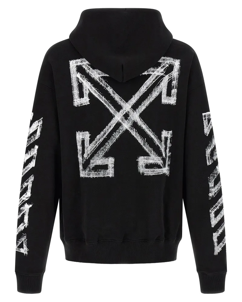OFF-WHITE Graphic-Print Cotton Hoodie — Black Black