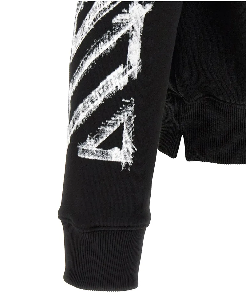 OFF-WHITE Graphic-Print Cotton Hoodie — Black Black