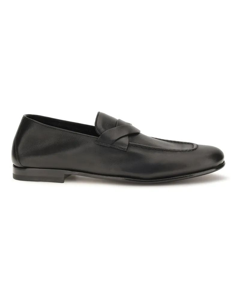 Tom Ford Men's Loafers Gigi Woven Strap Black Calf Leather Black