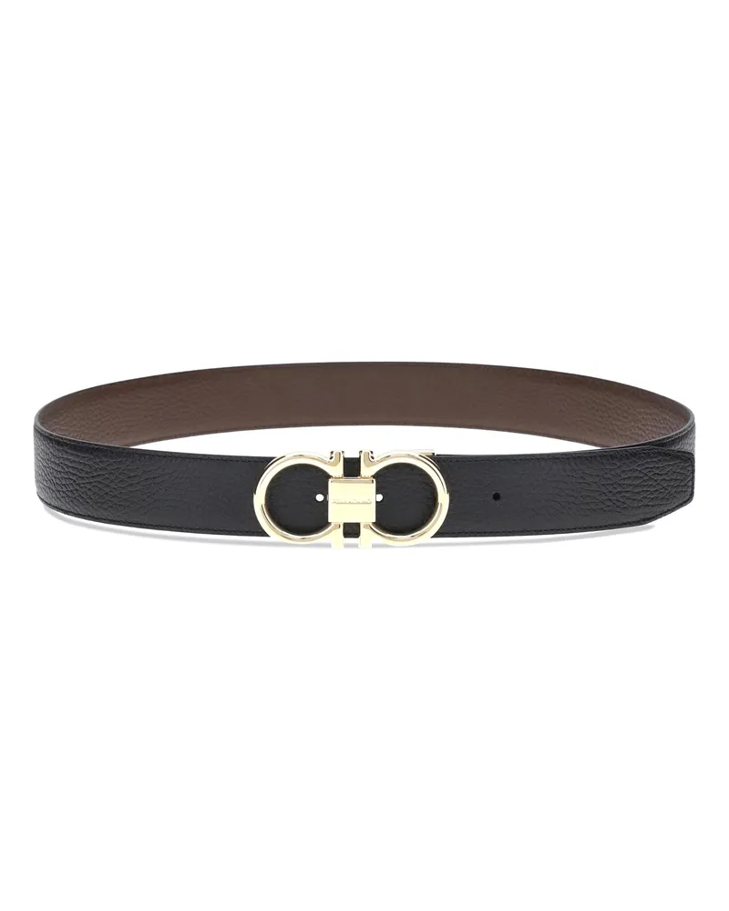 Ferragamo Men's Reversible Leather Belt Black-Brown Calf Black/brown Black