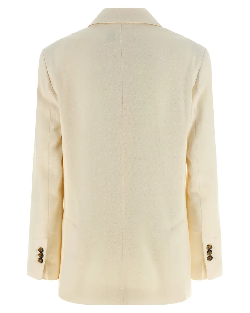 AMI Paris Double-Breasted Wool Blazer — Cream Cream