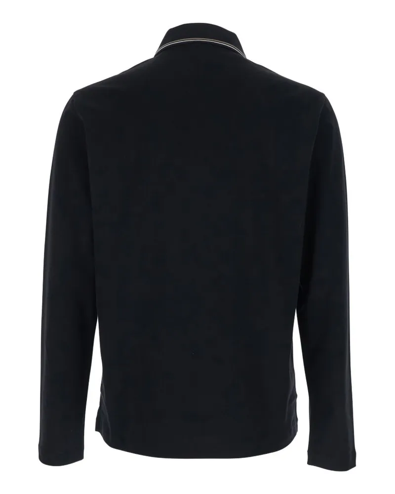 Emporio Armani Logo-Embroidered Cotton Polo Shirt — Black Black