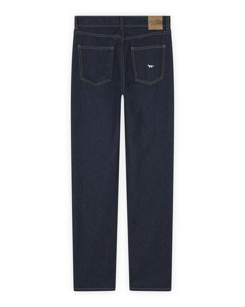 Kitsuné High-Waisted Indigo Denim Jeans — Blue Blue