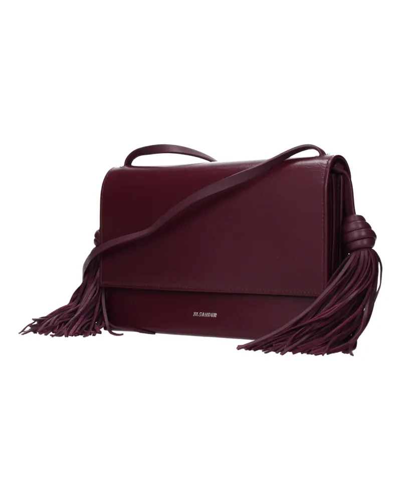 Jil Sander Women's Red Leather Crossbody Bag Red