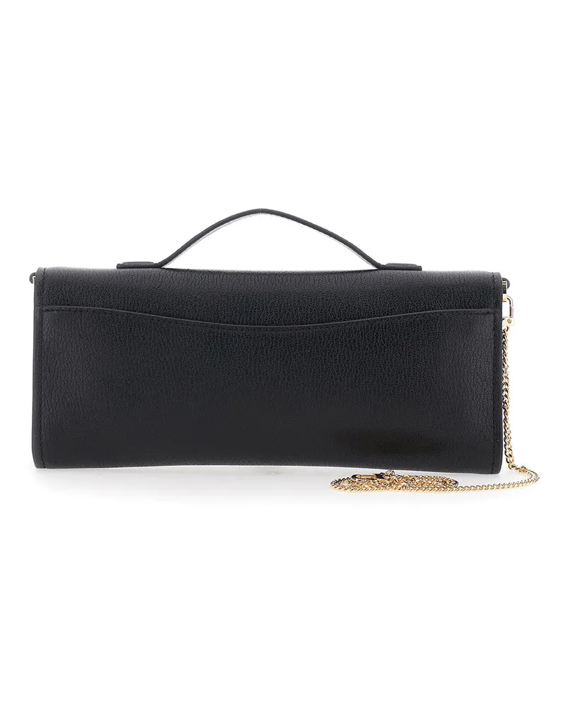 Michael Kors Women's Clutch Hamilton Moderne Grained Black Leather Cow Bags Black