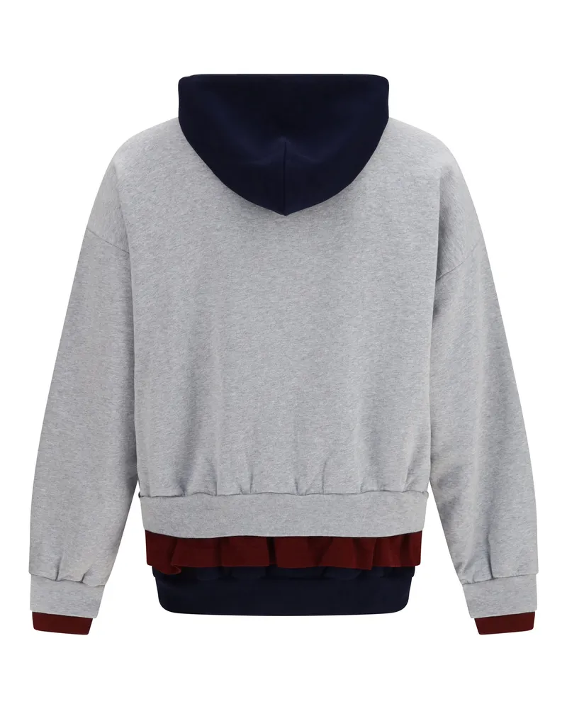 Balenciaga Men Three-Layer Hoodie Heather Grey Cotton Sweatshirts Sweater Gray