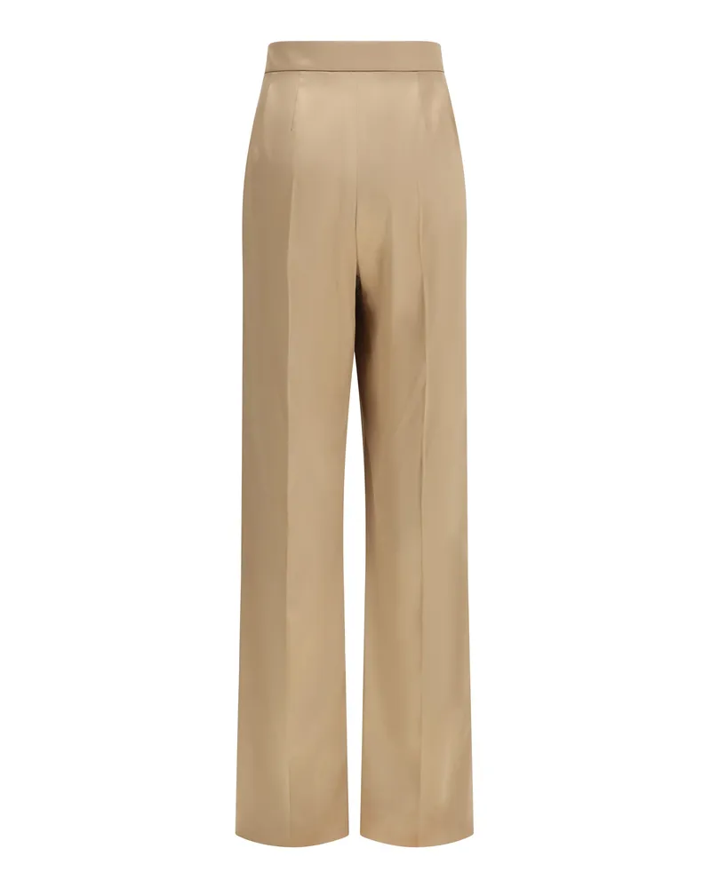 Valentino Garavani Women's Tailored Elegance Pants Double Stretch Duchesse Camel Rose Silk; Elastane Trousers Beige