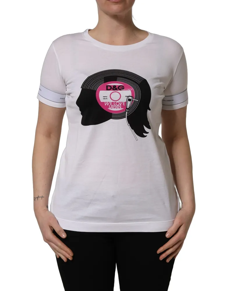 Dolce & Gabbana Women's White D&g We Love Japan Print Cotton T-Shirt White