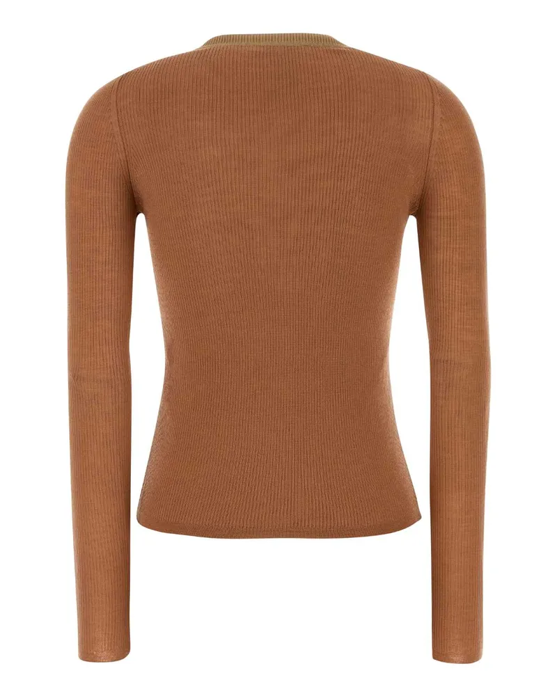 Chloé Silk Henley Sweater — Brown Brown