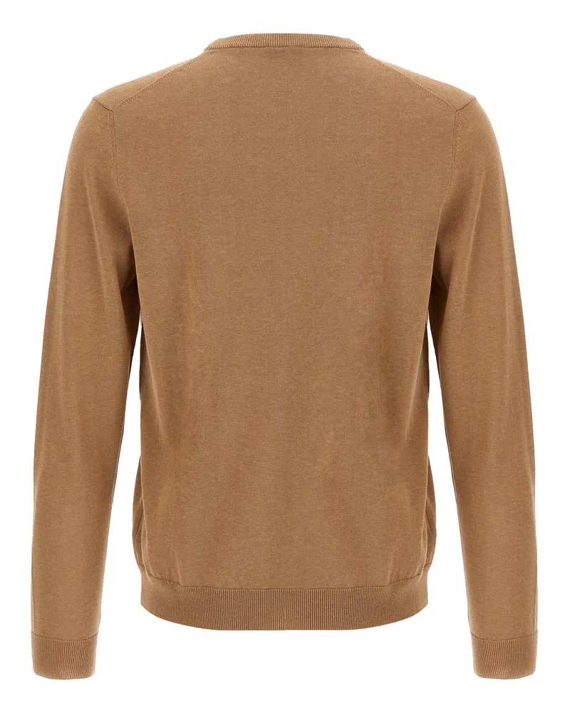 Zanone Crew Neck Cotton Sweater — Camel Camel