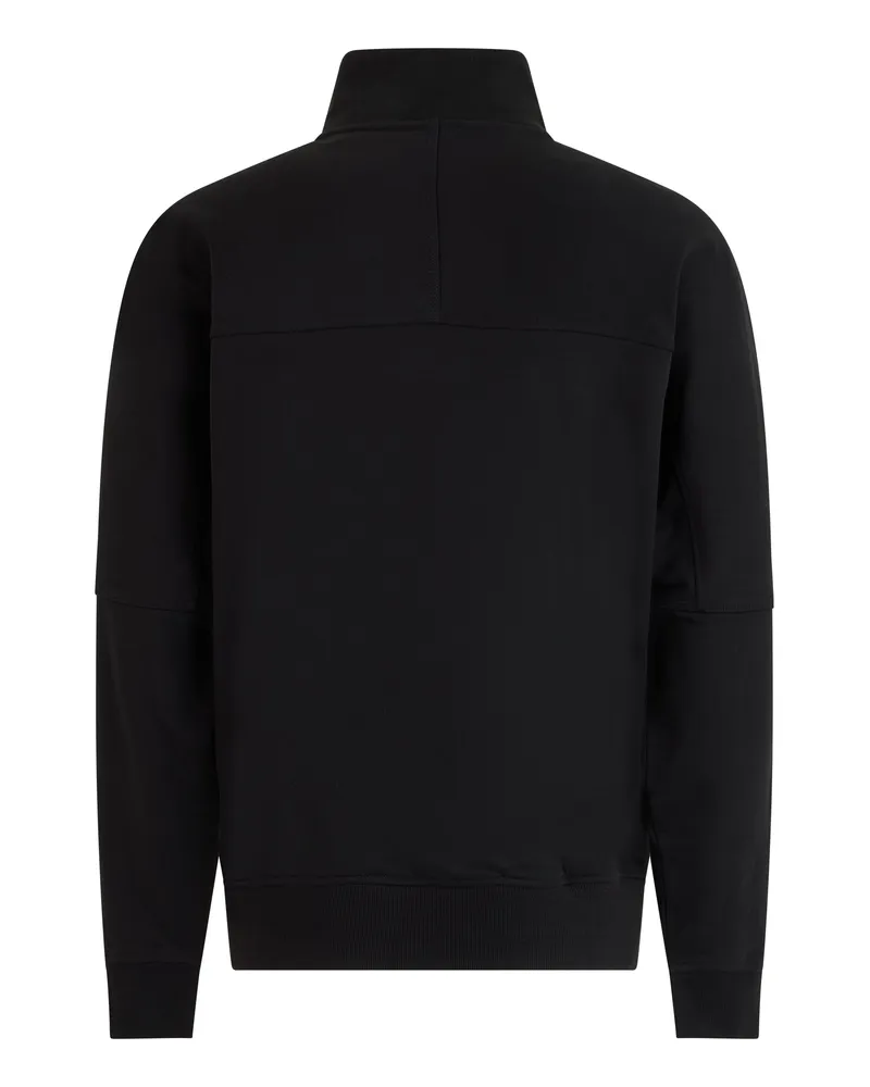 HUGO BOSS Men's Zip-Up Cotton Sweatshirt With High Collar Black Top Black