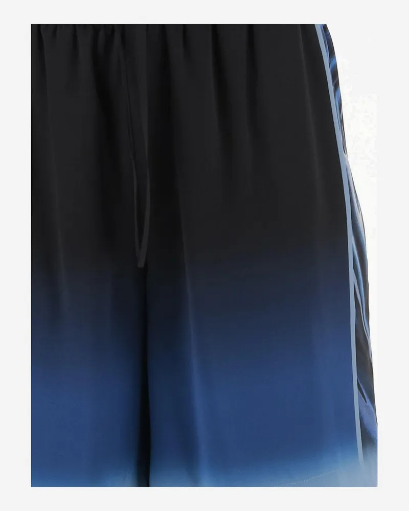 Casablanca Paris Men's Short Pants With Graphic Print Silk Blue