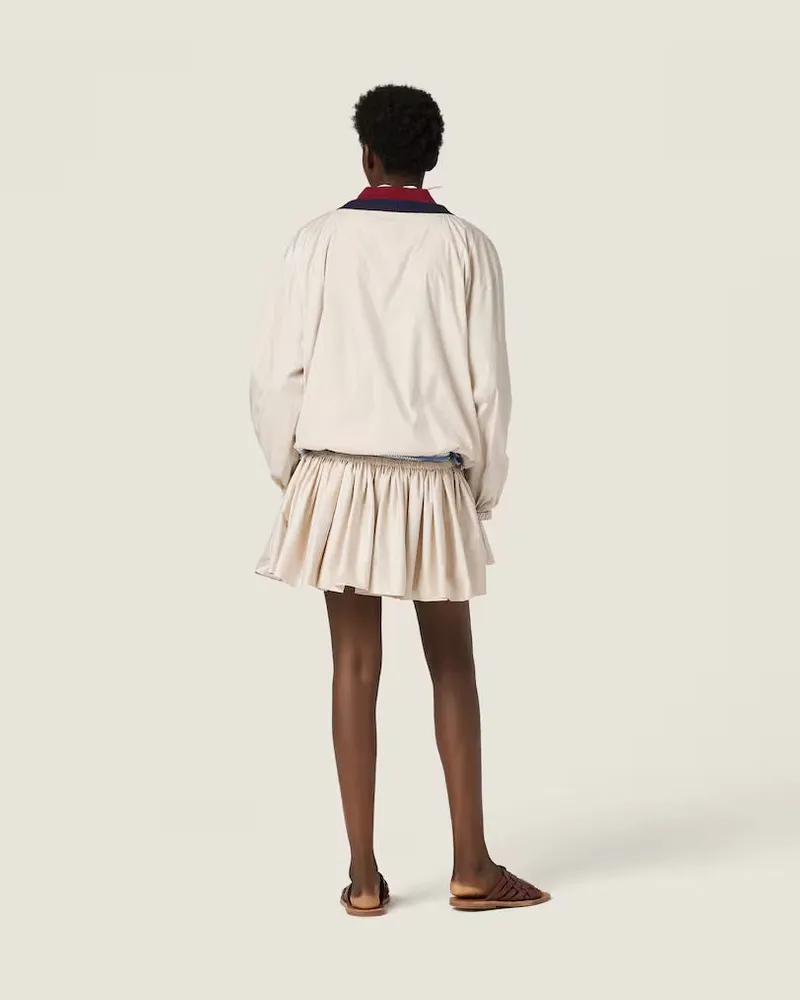 Miu Miu V-Neck Nylon Sweatshirt — Cream Cream
