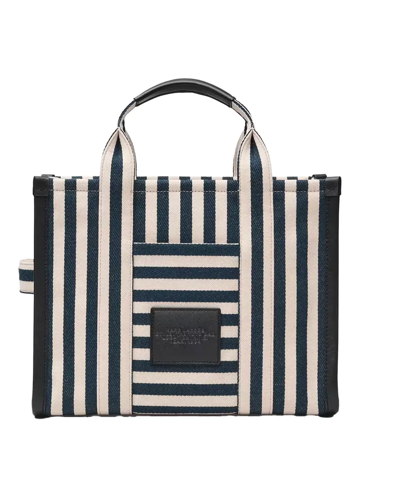 Marc Jacobs Women's Tote Bag Stripe Canvas Blue Sea Multi Cotton Handbags Hand Navy
