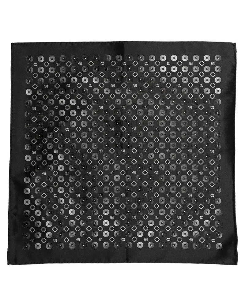 Dolce & Gabbana Micro-Geometric Patterned Silk Pocket Square — Black Black