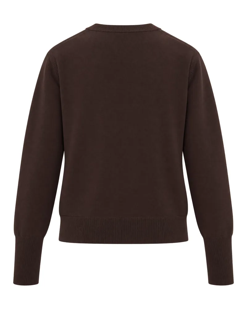 Patrizia Pepe Layered V-Panel Fine-Gauge Wool Sweater — Brown Brown