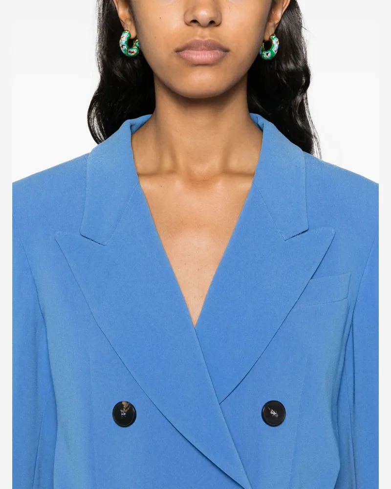 Alberto Biani Double-Breasted Cady Blazer — Blue Blue