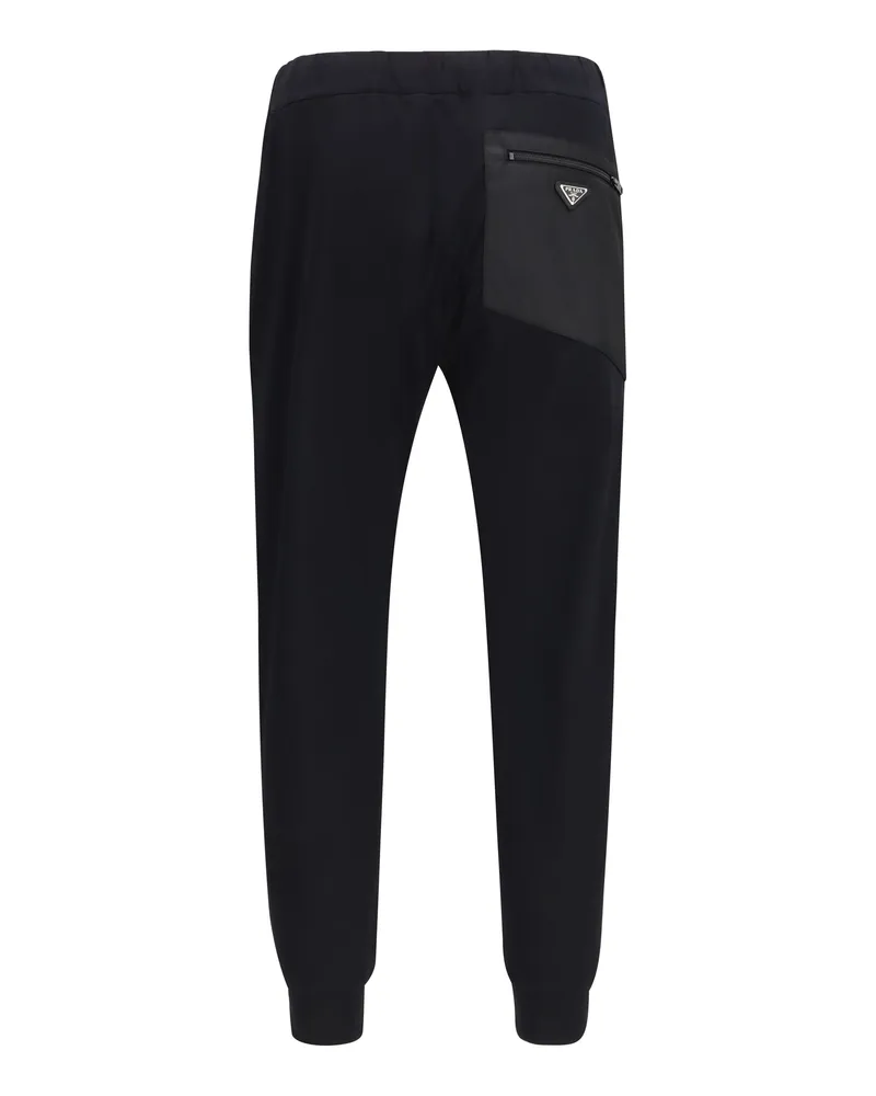 Prada Men's Drawstring Pants Nero Nylon Trousers Black