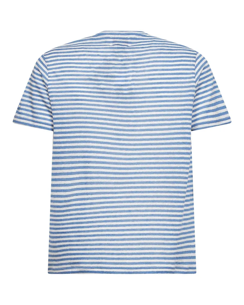 MC2 Saint Barth Men's T-Shirt Dover Light Blue-Cream Linen Blend T-Shirts And Polos Blue