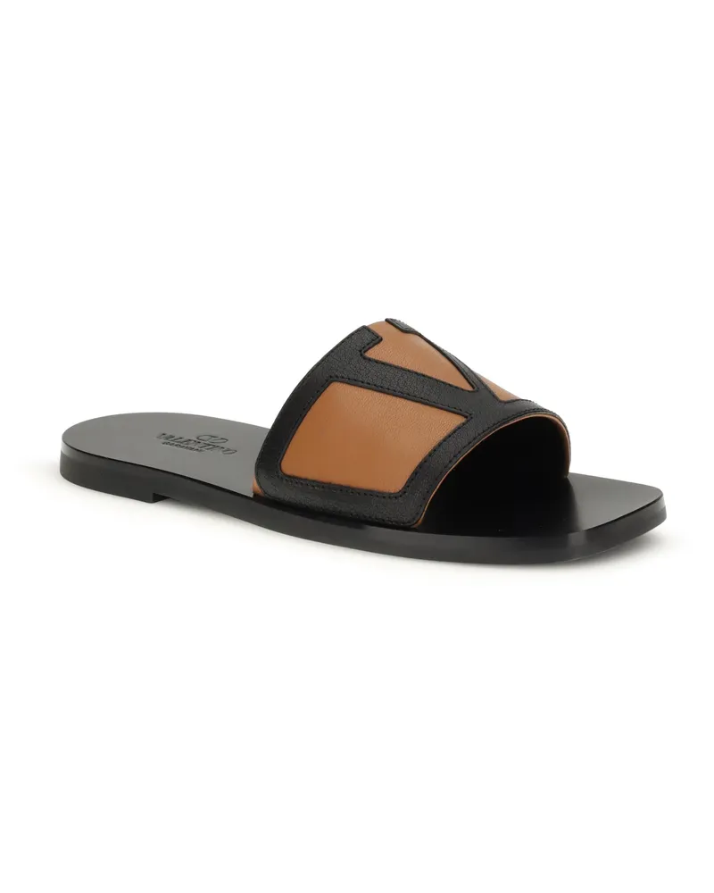 Valentino Garavani Men's Slide Sandals Viva Superstar Black-Roasted Pecan Goatskin (hircus Goatskin) Black/roasted Black