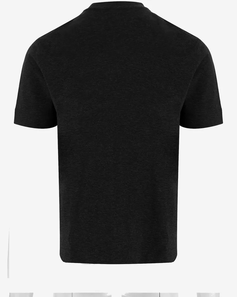 Emporio Armani Logo-Embroidered Cotton T-Shirt — Black Black